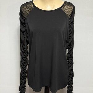 BOLD elements Black Mesh Sleeve Top